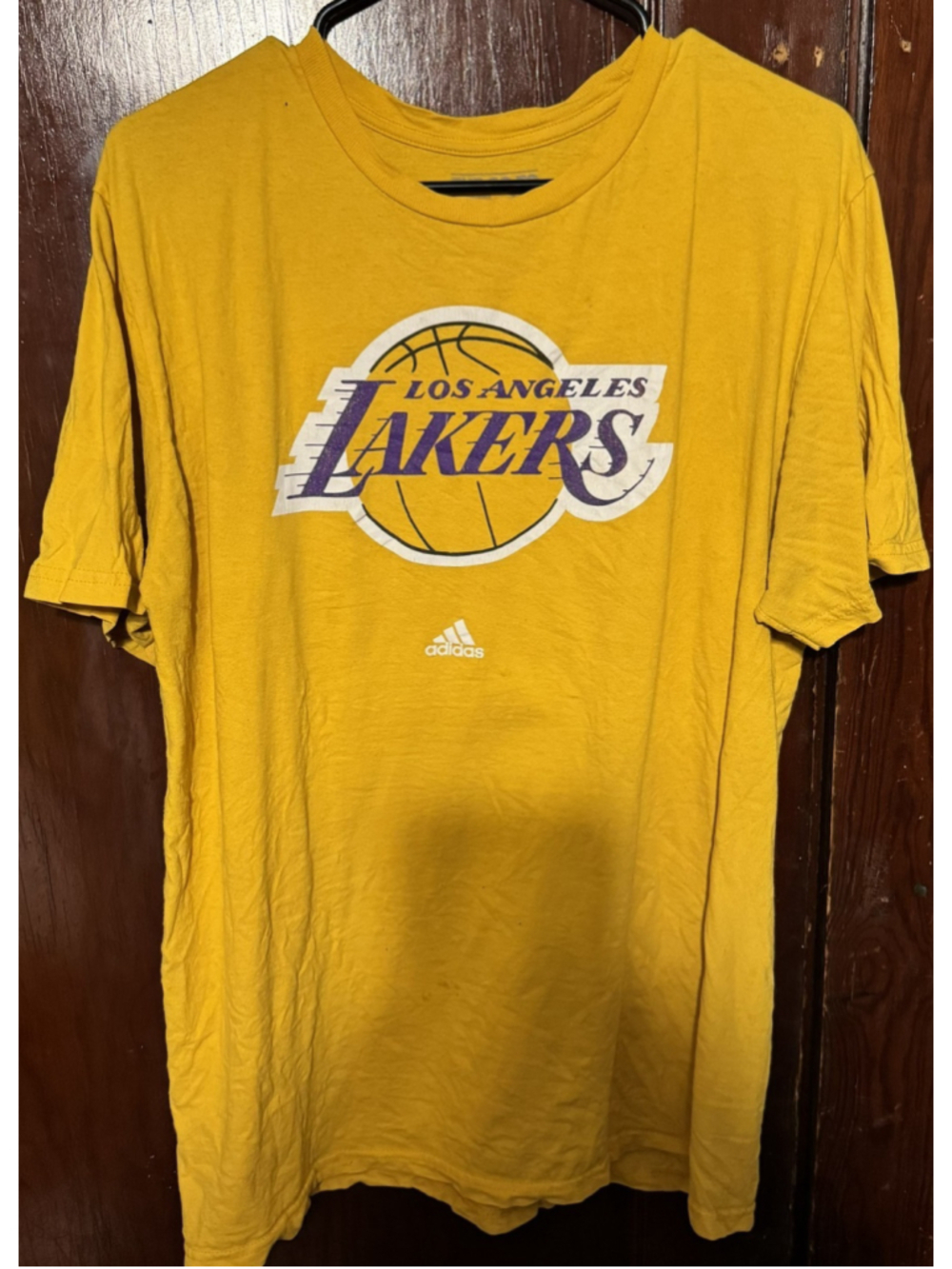 Los Angeles Lakers Adidas Men Size L Yellow S/S T-Shirt